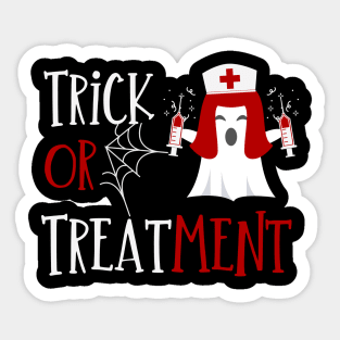 Trick or treatment funny Nurse Halloween ghost in Nurse hat design Sticker